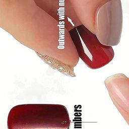 AMOK STORE Set of 12 Reusable Artificial Nails With Application Kit - Maroon image 3