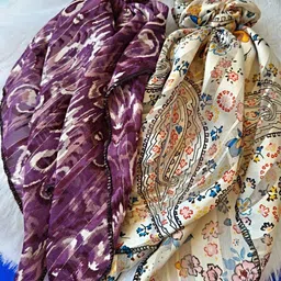 Proplady Women Set of 2 Chiffon Printed Ponytail Holders-79