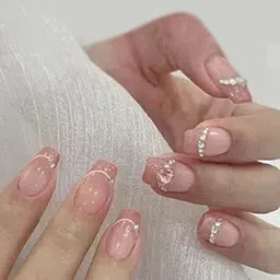 Secret Lives 24 Pieces 3D Heart With Studs Artificial Nails - Peach Pink-50