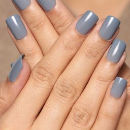 LICK 24 Pcs Sky Blue Square Shape Reusable Artificial Stick On Nails Extension-17