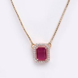 PANASH Gold-Plated Red CZ Stone Studded Pendant With Chain image 4