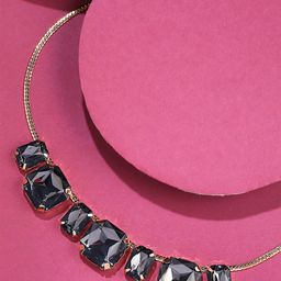 Yellow Chimes Gold Toned Black Stone studded Necklace-66