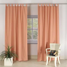 HANDICRAFT PALACE Peach-Coloured Set of 2 Black Out Door Curtain-image-78