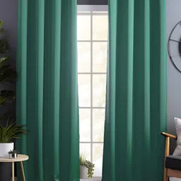 Story@home Teal Green 2 Pieces Black Out Door Curtains-14