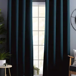 Story@home Teal Blue 2 Pieces Black Out Door Curtains-image-89
