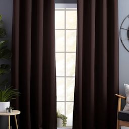 Story@home Coffee Brown 2 Pieces Black Out Faux Silk Door Curtains-image-77