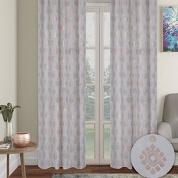 Aura Grey & Pink 2 Pieces Ethnic Motifs Blackout Long Door Curtains-17