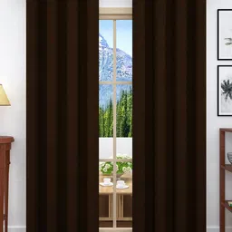 Story@home Set Of 2 Brown Jacquard Textured Door Curtain-14