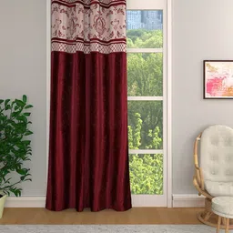 ROMEE Maroon & White Ethnic Motifs Room Darkening Door Curtain-image-41