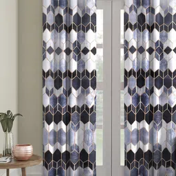 ROMEE Blue & White Velvet Finish Room Darkening Door Curtain-image-15