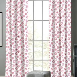 Airwill Red & White 2Pcs Floral Room Darkening Door Curtain-14