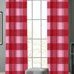 Airwill Red & Pink 2 Pieces Geometric Printed Room Darkening Door Curtain-7