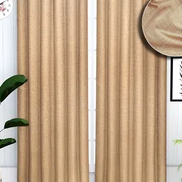 bsb home Beige 2 Pieces Abstract Silk Room Darkening Door Curtain-image-43