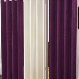 Kraftiq Homes plainpunching Purple & White  3 Pcs Abstract Room Darkening Door Curtain-image-46