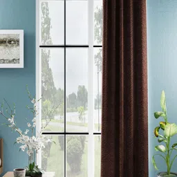 BIANCA Brown & Silver-Toned Geometric Room Darkening Door Curtain-12