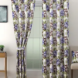 SWAYAM Omega Purple & Brown 2 Pieces Floral Room Darkening Door Curtains-18