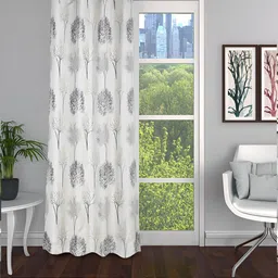 THE CONVERSION Grey & White Floral Printed Room Darkening Door Curtain-image-55