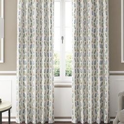 GM White & Blue Set of 2 Floral Room Darkening Door Curtain-35