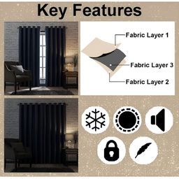 Nefertiti Home Beige 2 Pieces Eyelet Room Darkening Door Curtain-image-51