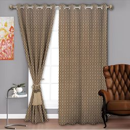 Parda Sansar Beige and Brown 2 Pieces Geometric Printed Room Darkening Door Curtains-image-46