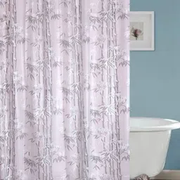 Jinaya's Pink & Black Bamboo Printed Semi Sheer Waterproof Shower Curtain-picture-45