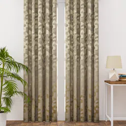 HAPPY HUES Beige & Cream-Coloured Set of 2 Geometric Door Curtain-18