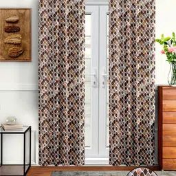 Aura Brown & White 2Pcs Abstract RegularDoor Curtain-19