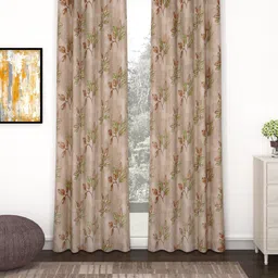 Bedspun Raga Brown & Green 2 Pieces Floral Door Curtains-46
