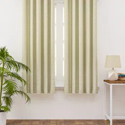HAPPY HUES Cream Set of 2 Floral Window Curtain-46
