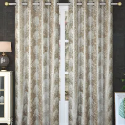 Bajo's Cream-Coloured & Brown 2 Pieces Quirky Door Curtains-6