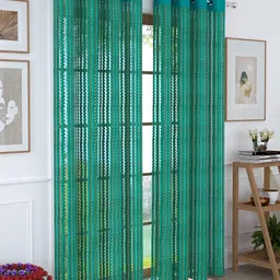 Story@home Teal Set of 2 Sheer Long Door Curtain-52