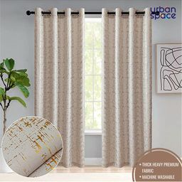 URBAN SPACE Beige & Gold-Toned Soft Sheen Silk Black Out Long Door Curtain-picture-21