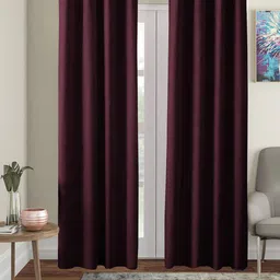AEROHAVEN Blackout Solid Winter 2022 Brown & Silver-Toned Set of 2 Long Door Curtain-39