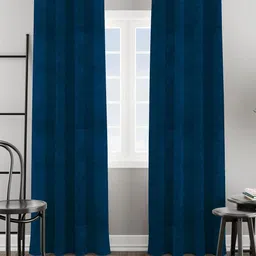 HOMEMONDE Blue 2-Pieces Velvet Room Darkening Long Door Curtains-26