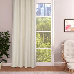 THE CONVERSION Cream-Coloured Room Darkening  Jute Long Door Curtain-73