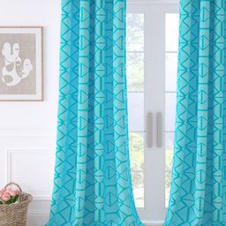 Story@home Bohemian Blue & White Geometric Room Darkening Cotton Long Door Curtain-18