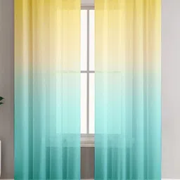 HOMADORN Yellow & Blue Set of 2 Sheer Door Curtain-image-9