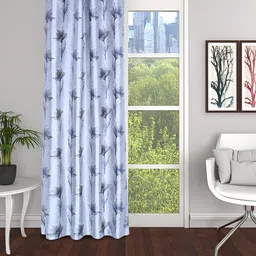 THE CONVERSION Blue & Grey Floral Regular Long Door Curtain-image-3