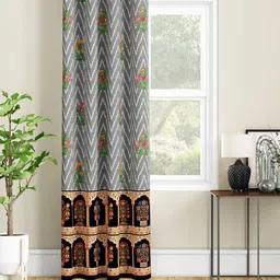 SEJ by Nisha Gupta Grey & Green Long Door Curtain-image-28