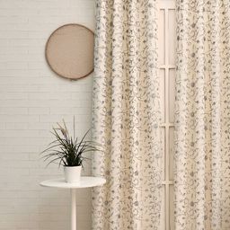 Ariana Cream-Coloured & Grey Floral Room Darkening Door Curtain-39