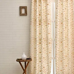 Ariana White & Gold-Toned Floral Room Darkening Door Curtain-image-2