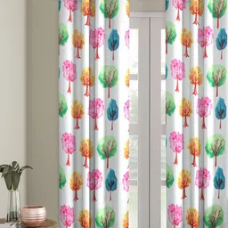 Soumya Off-White Printed Premium Jute Finish Single Door Curtain-27