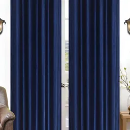 THE CONVERSION Blue Eyelet 2 Pieces Long Door Curtain-picture-52