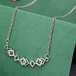 ZENEME Rhodium-Plated Stylish Diamond Grace Western Pendant With Chain-image-80