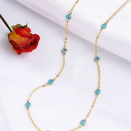 Yellow Chimes Gold Tone Chain Evil Eye Stone Studded Necklace-picture-35