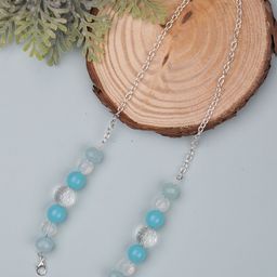 Arendelle Girls Silver-Toned & Turquoise Blue Crystal Beads Mask Chain-8
