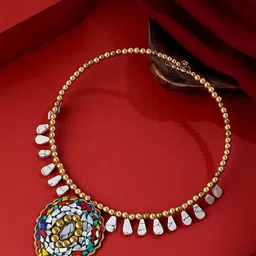 Yellow Chimes Gold-Plated Bohomian Style Beaded Necklace-image-31