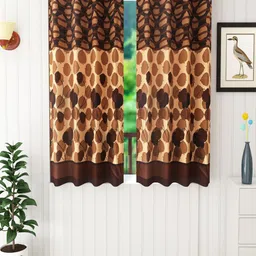 Homefab India Brown & Black Set of 2 Floral Window Curtain-image-58