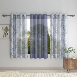 HOSTA HOMES Set of 3 Blue Floral Window Curtain-image-14