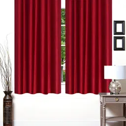 THE CONVERSION 2 Pcs Maroon Solid Window Curtain-picture-51